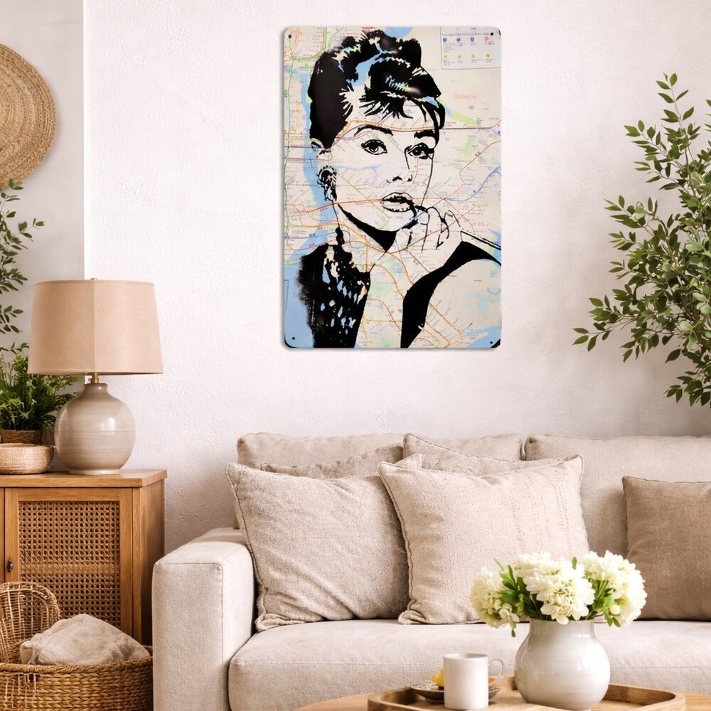 Rare Audrey Hepburn NYC Subway Map Art Metal Sign 8x12" Limited Edition - Picture 4 of 6